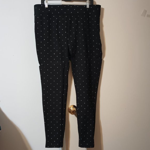 EUC~ Philosophy Woman Republic Clothing Black Pants with Silver Dots (1X) - Picture 1 of 4